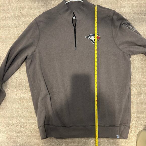 Forty Seven Toronto Blue Jays Men's 1/4 Zip Pullover Sweatshirt Size XXL Gray - Picture 9 of 11